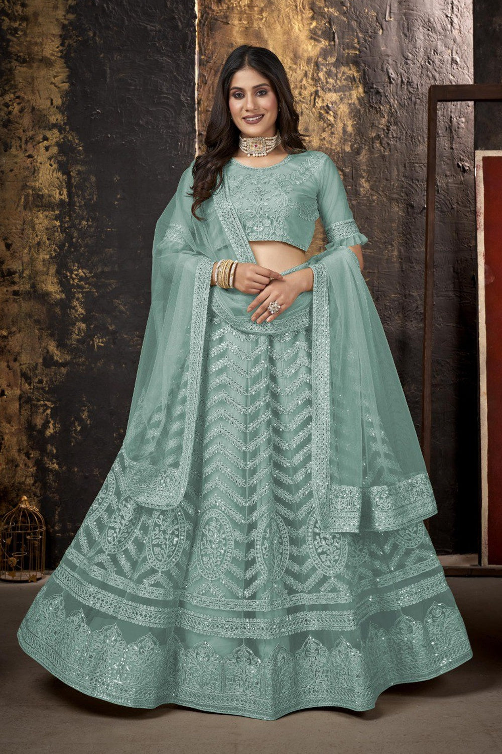 Baby blue cheap lehenga