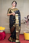 Traditional Black Banarasi Silk Saree With Zari Weaving Work