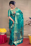 Rama Green Banarasi Silk Saree With Zari Weaving Work