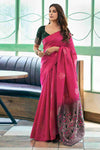 Beautiful Pink Woven Silk Saree