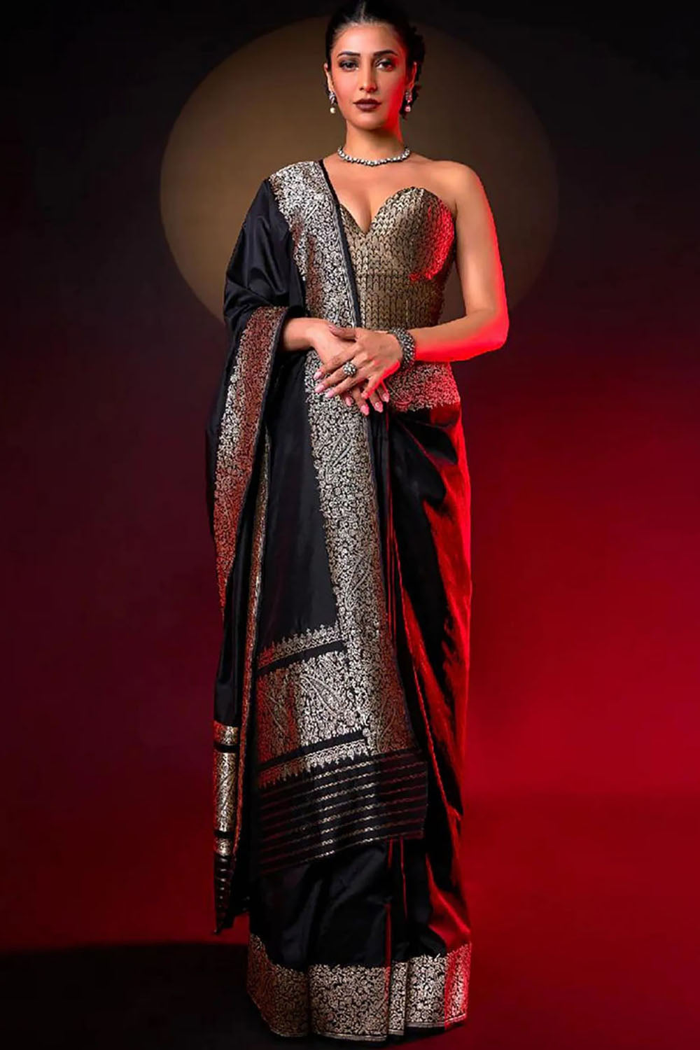 Alluring Black Banarasi Silk Saree