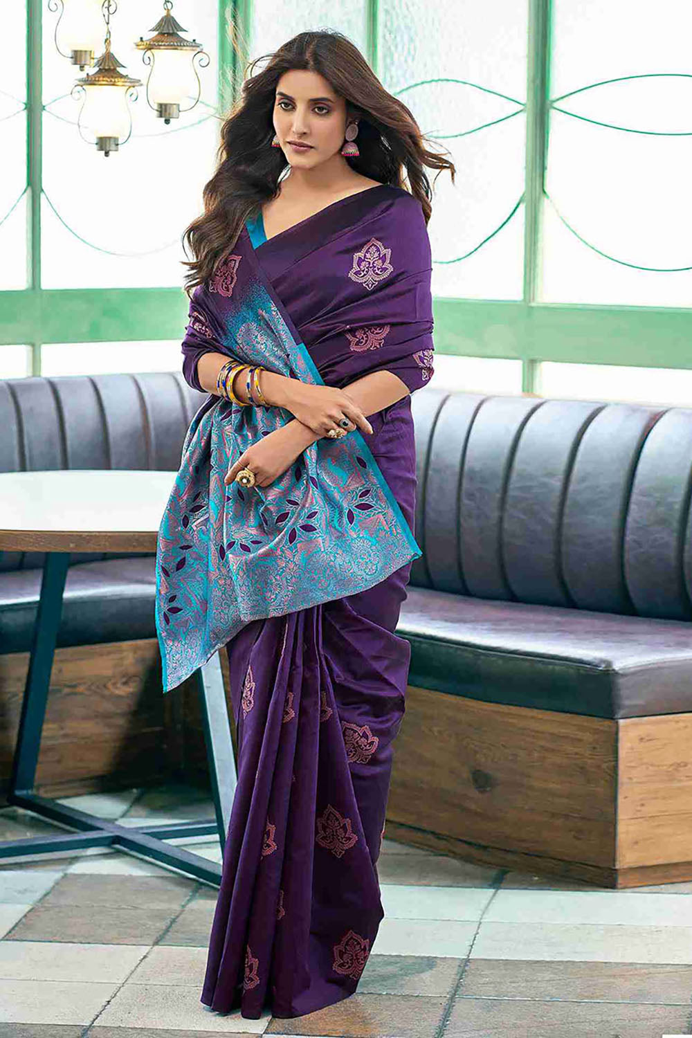 Beautiful Purple Woven Silk Saree