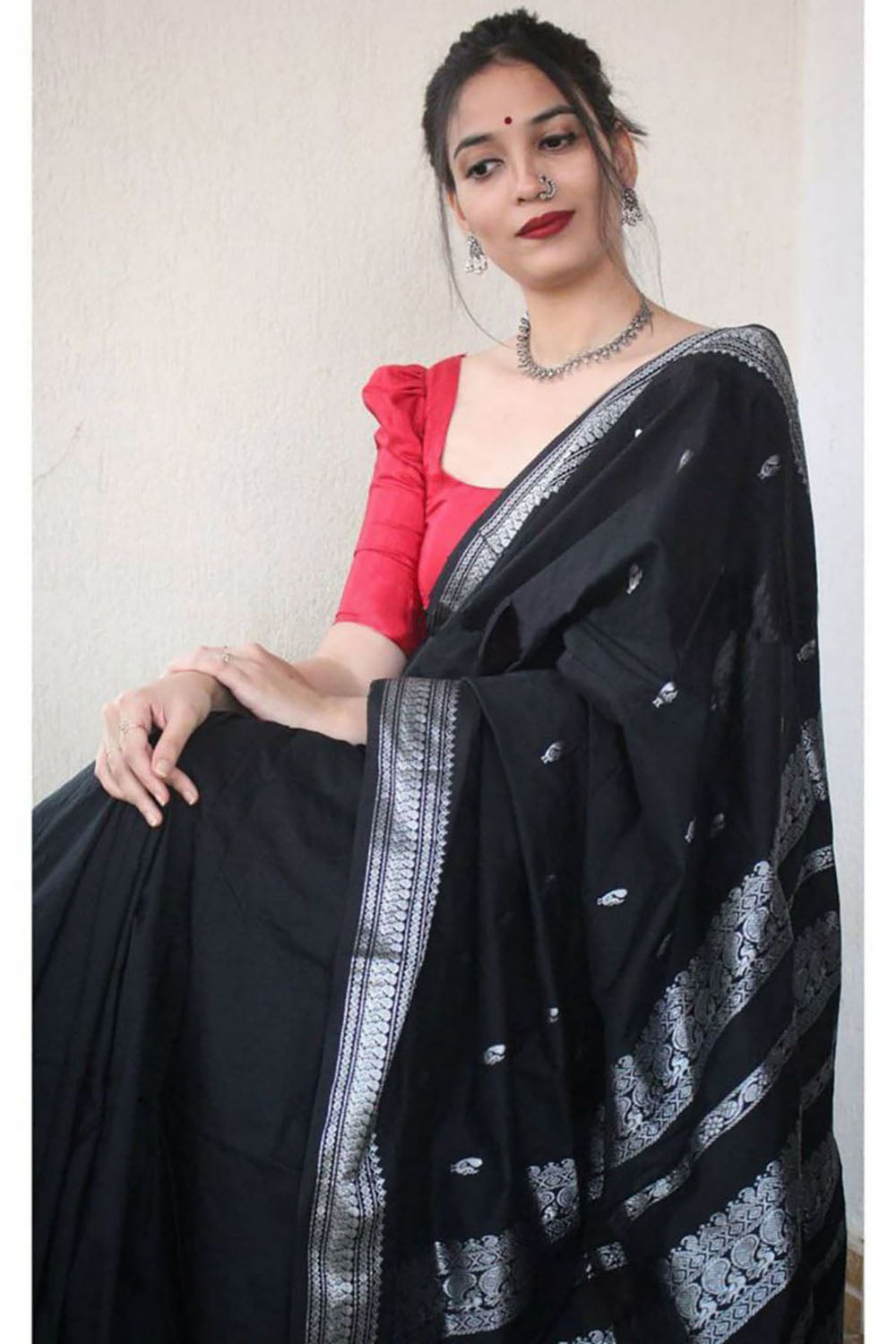 Black Banarasi Silk Saree