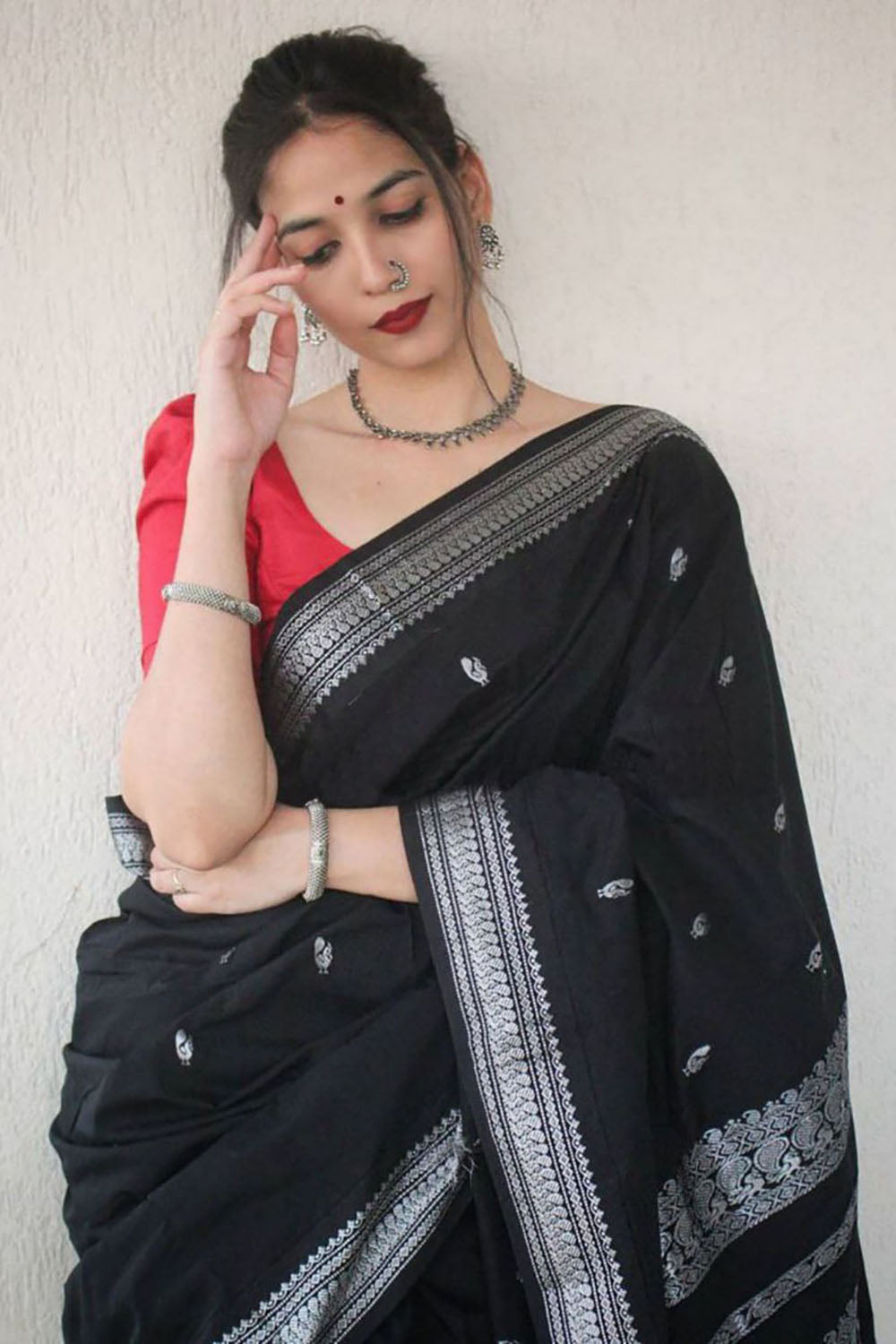 Black Banarasi Silk Saree