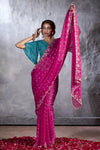 Pink Bandhani Design Saree With Alluring Blouse