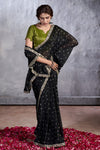 Black Designer Saree With Alluring Blouse