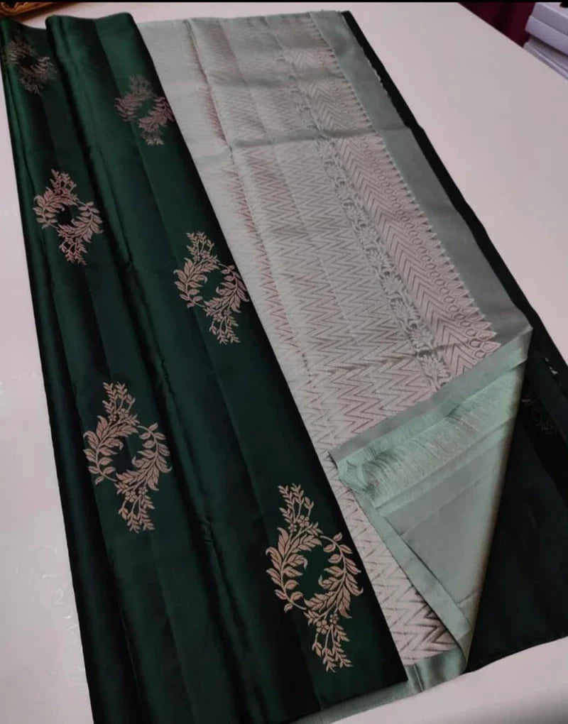 Latest Dark Green Rich Pallu Silk Saree