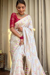 Tisha White Banarasi Saree