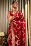 Laita Red Banarasi Silk Saree