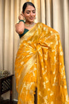 Laita Yellow Banarasi Silk Saree