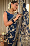 Laita Blue Banarasi Silk Saree