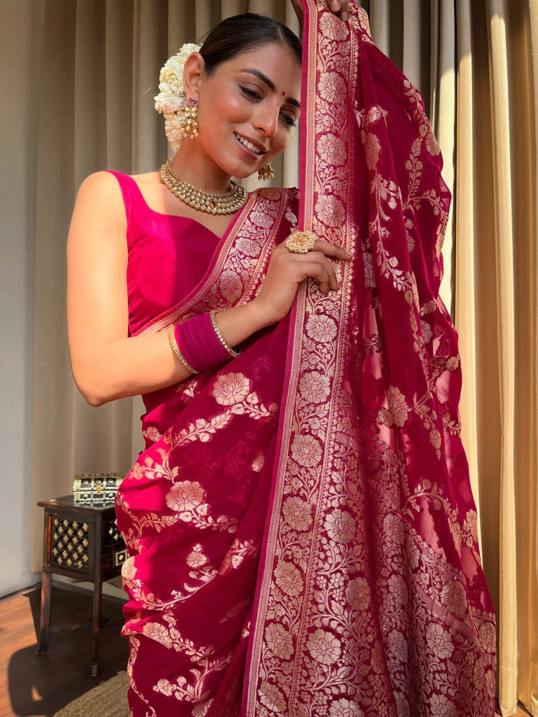 Laita Pink Banarasi Silk Saree