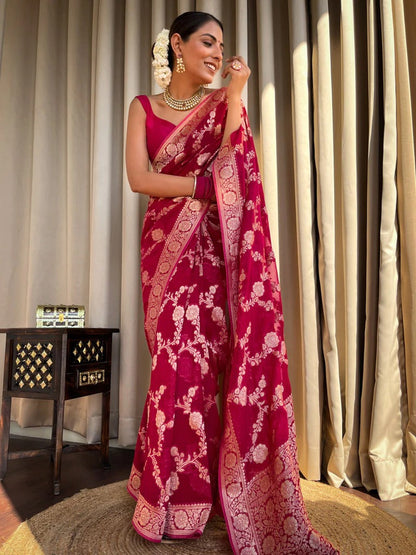 Laita Pink Banarasi Silk Saree