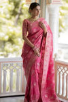 Gajri Banarasi Silk Saree With Zari Weaving Work