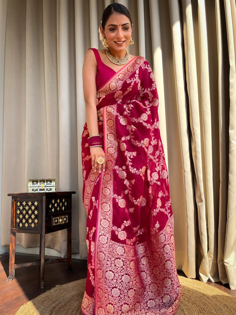 Laita Pink Banarasi Silk Saree