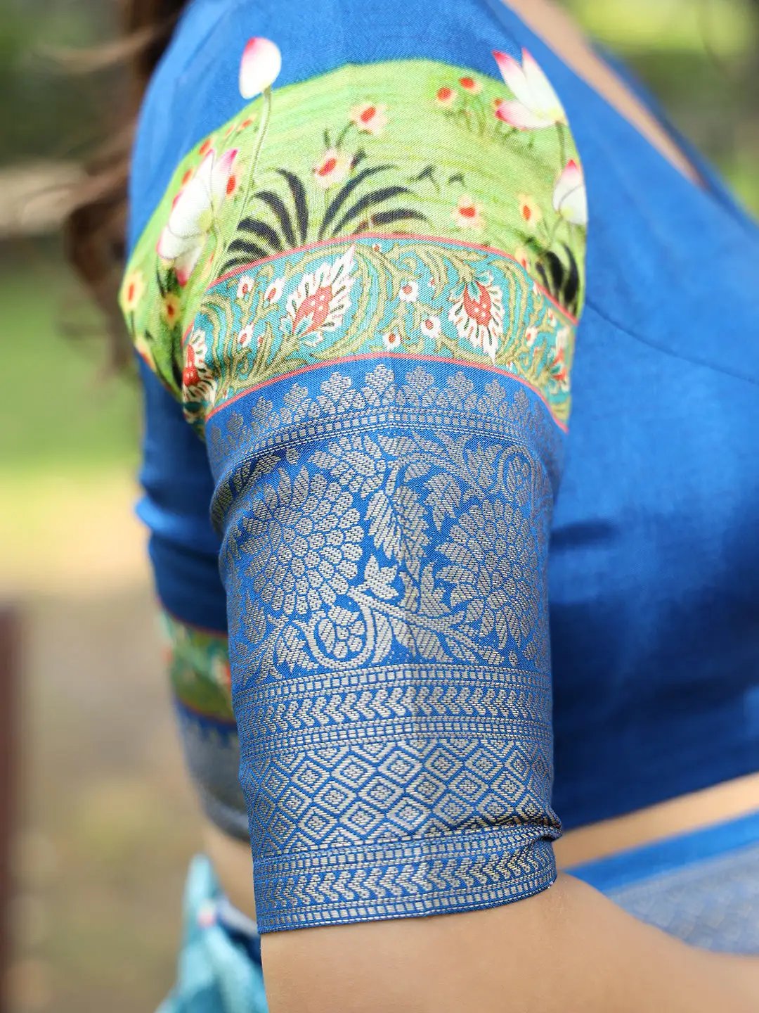 Blue Colour Pure Viscose Dola Silk Saree with Kalamkari Print