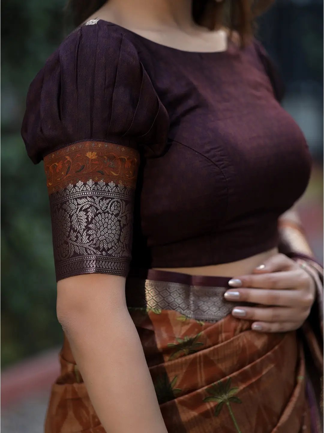 Brown Colour Pure Viscose Dola Silk Saree with Kalamkari Print