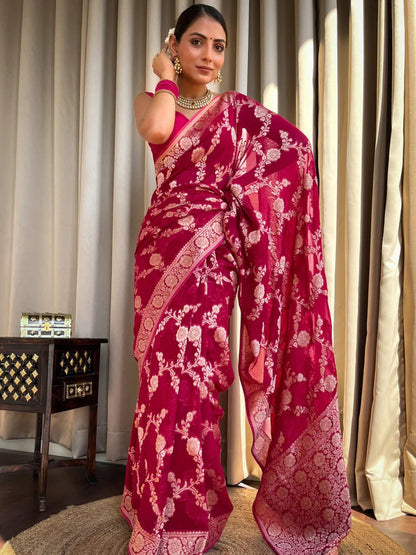 Laita Pink Banarasi Silk Saree