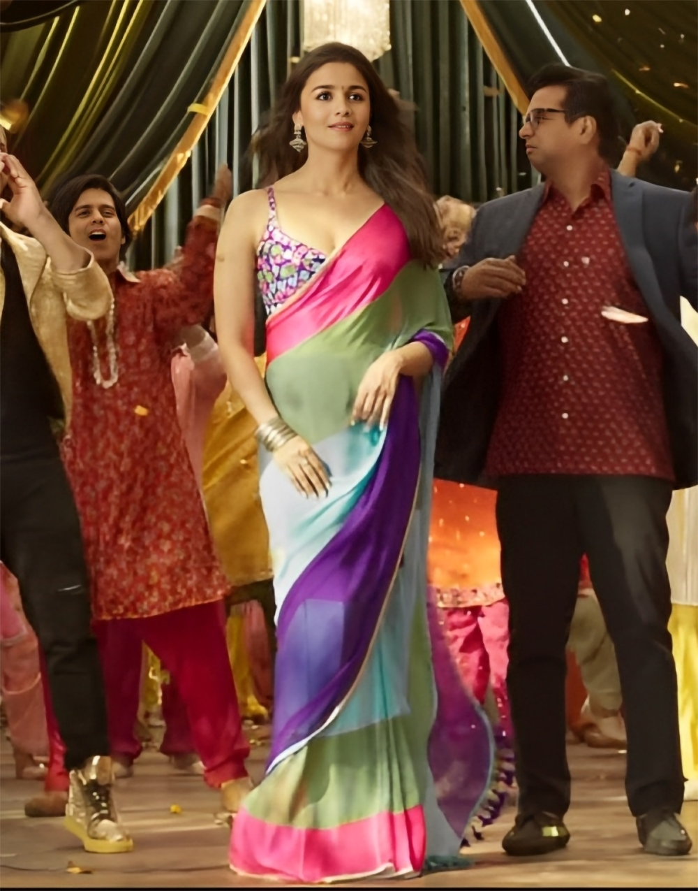 Alia Bhatt Soft Georgette Multi Color Saree