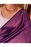 Dark Purple Banarasi Silk Saree With Zari Weaving Work