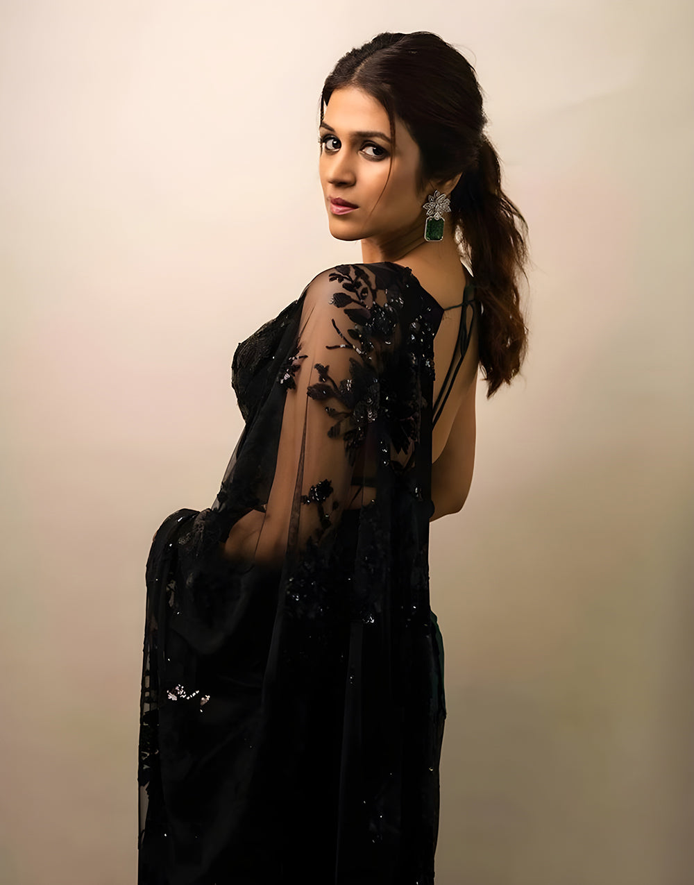 Black Georgette Embroidery Saree