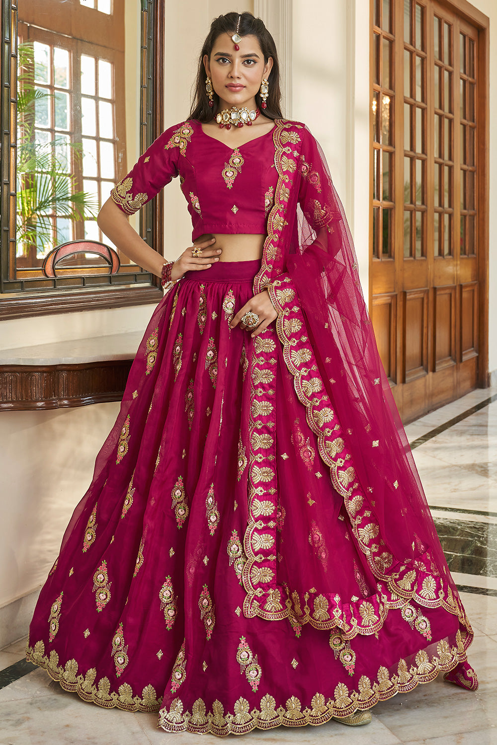 Embroidery on sale lehenga online