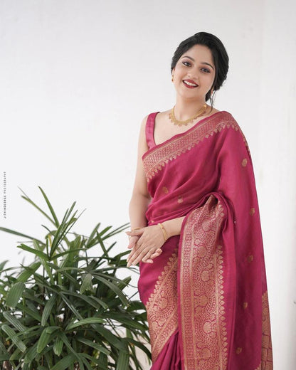 Delectable Dark Pink Soft Silk Saree With Blouse Piece