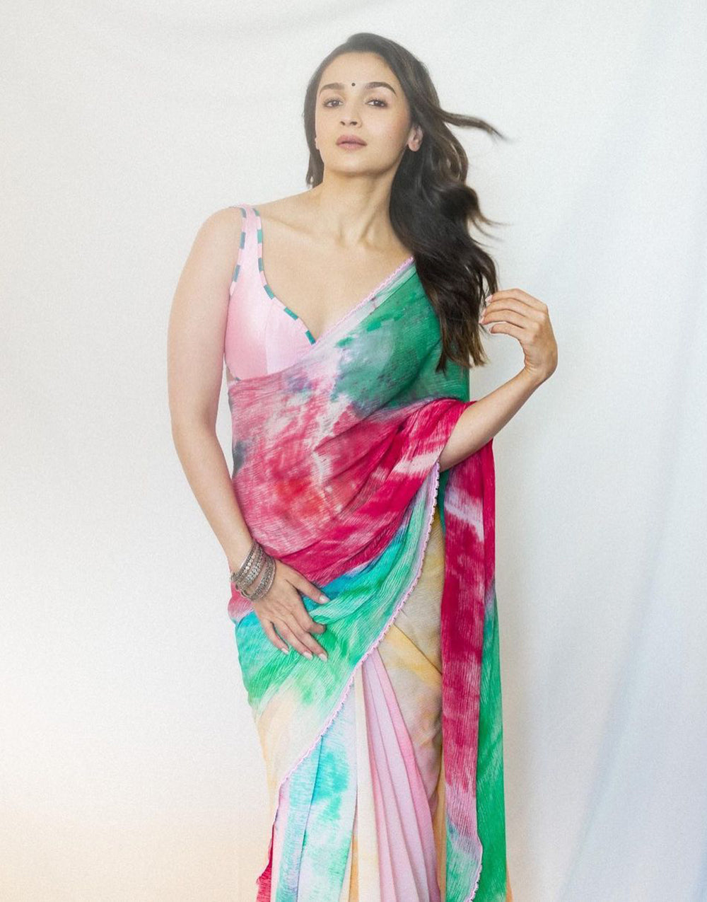 Alia Bhatt Soft Georgette Multi-colored Saree