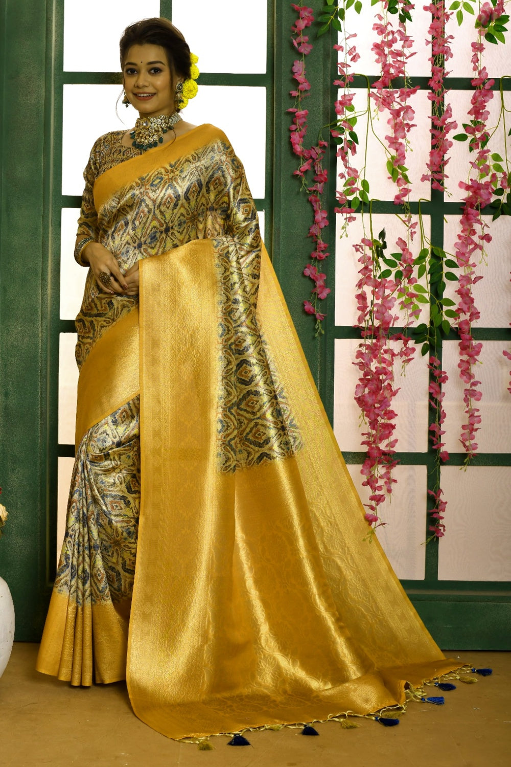 Seraglio Yellow Soft Silk Saree With Petrichor Blouse Piece