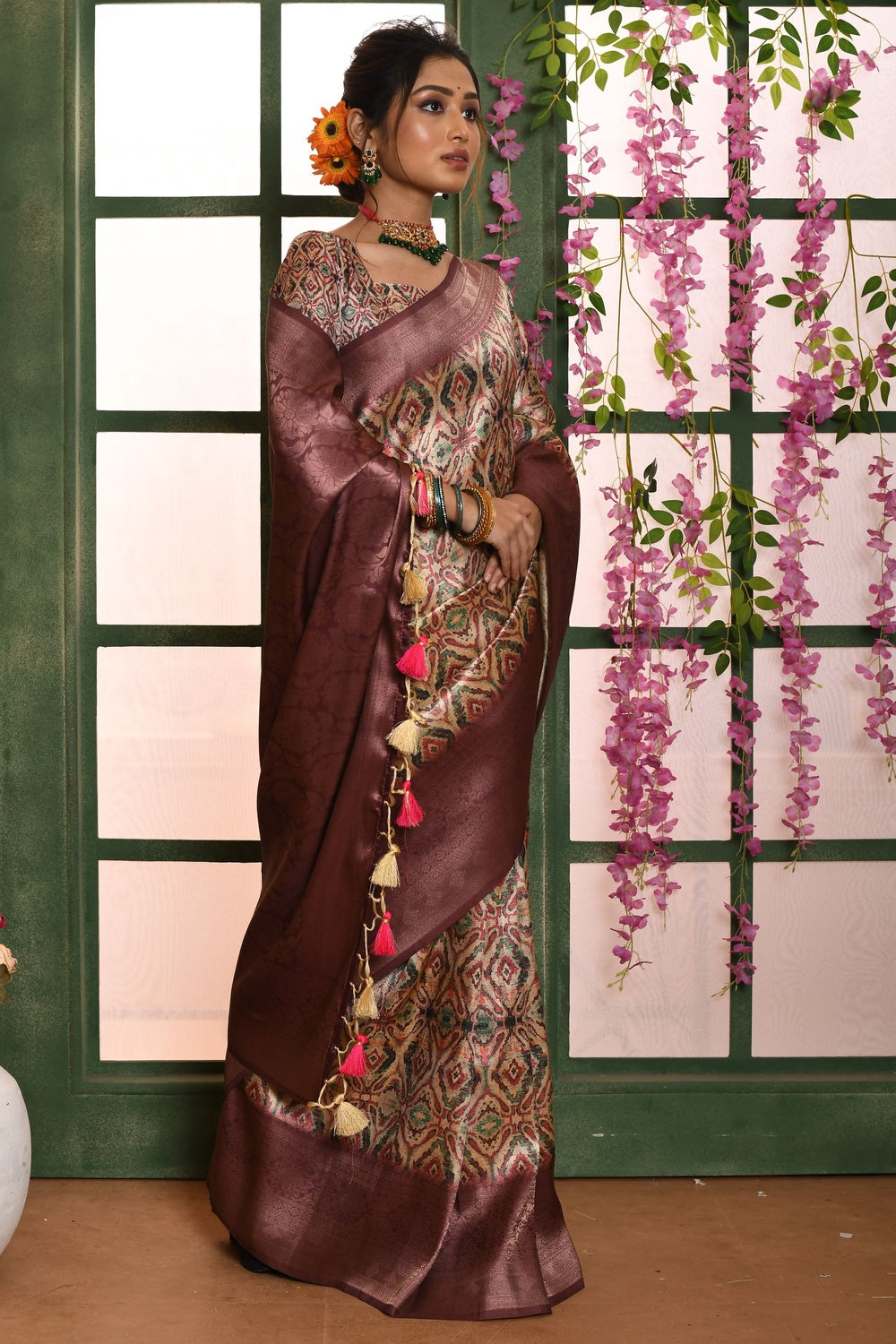 Printed Soft Silk Mint Green Saree|SARV141789