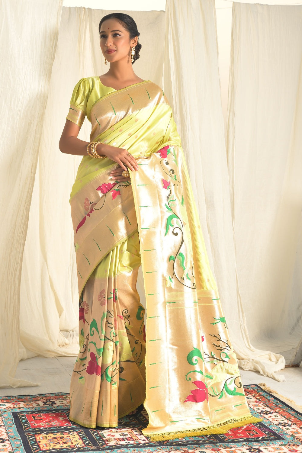 Buy Yellow Paithani Silk Saree Online