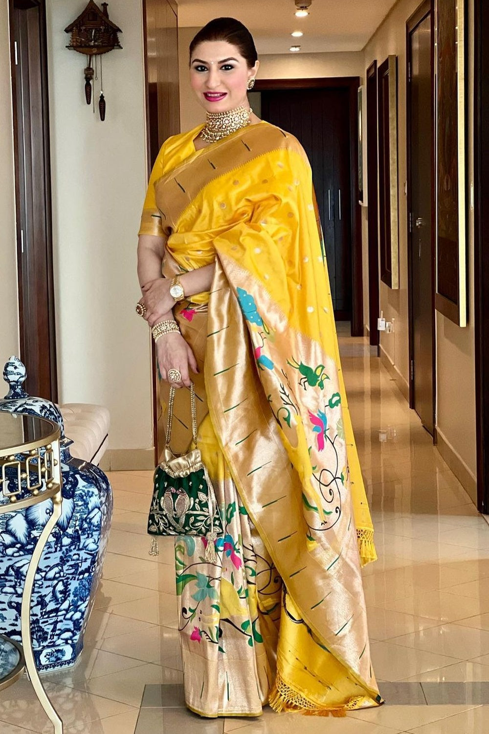 Tuscan Sun Yellow Woven Paithani Saree – MySilkLove