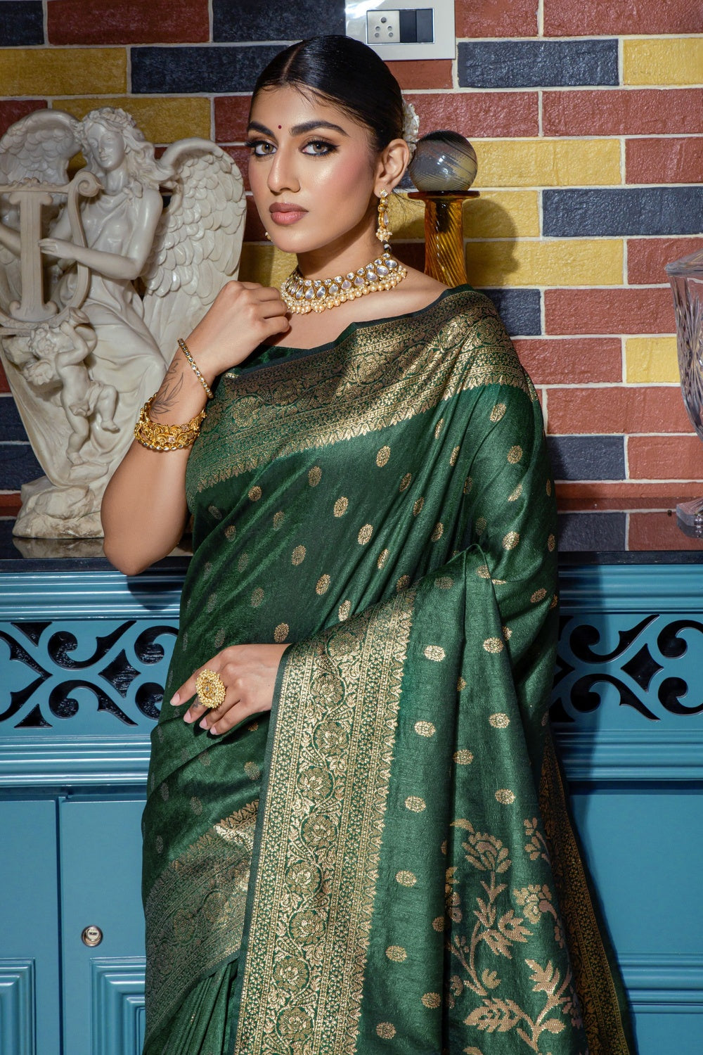 Buy Green Sarees for Women by AA-HA!! Online | Ajio.com