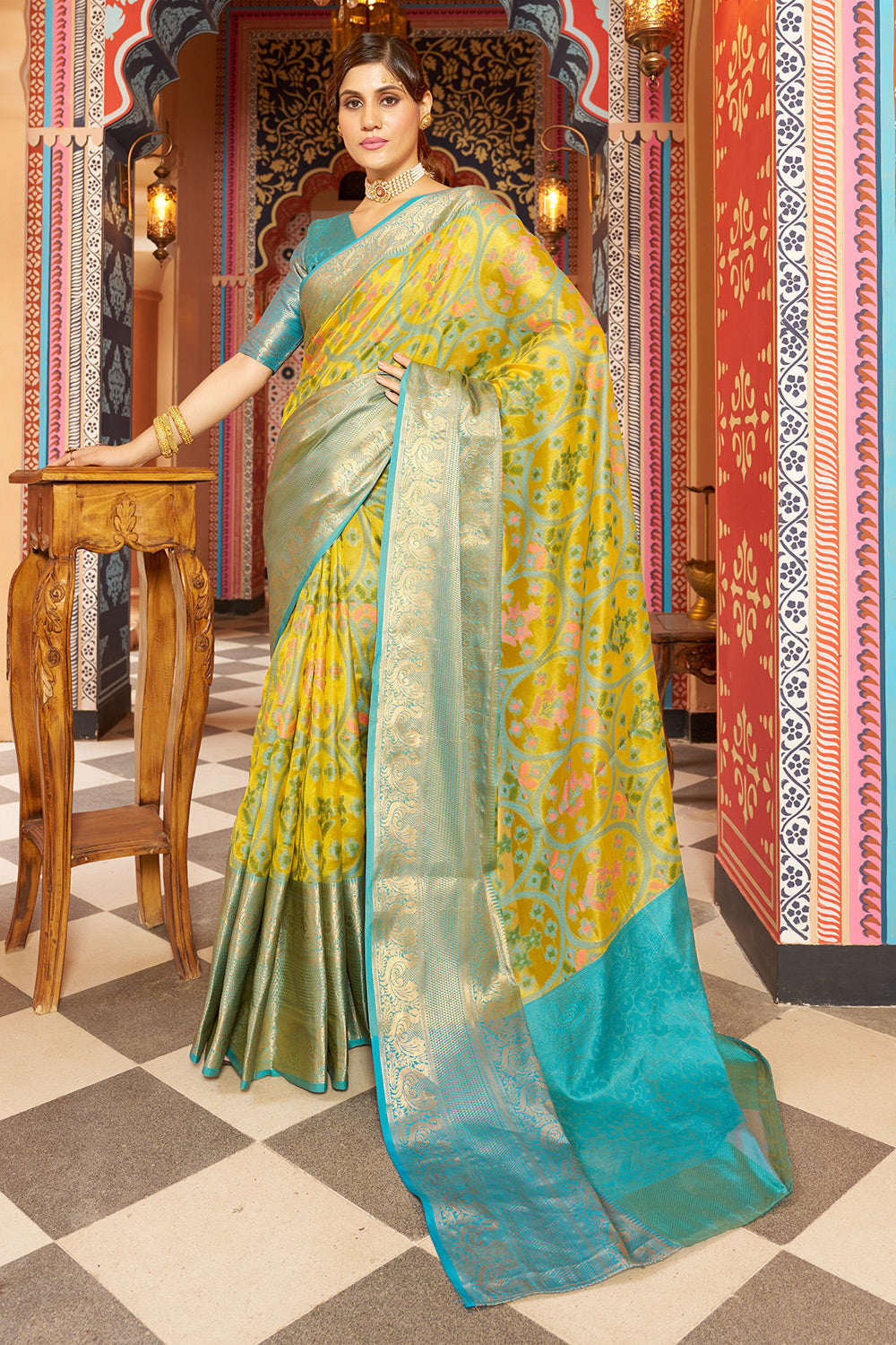 Buy Cut Dana Handwork Bottle Green Banarasi Saree Online – Sunasa