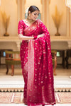 Hira RubyPink Banarasi Silk Saree With Amazing Blouse Piece