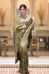 Hira Mahendi Banarasi Silk Saree With Amazing Blouse Piece