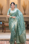 Hira C- Green Banarasi Silk Saree With Amazing Blouse Piece