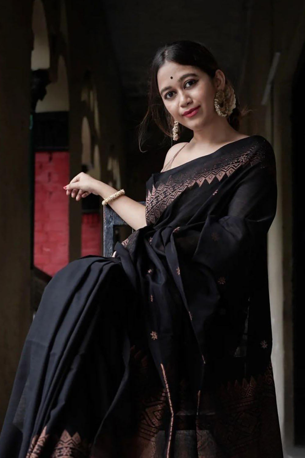 Black Alluring Soft Banarasi Silk Saree