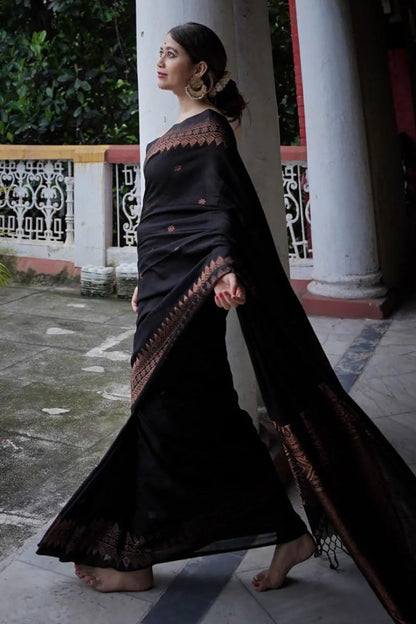 Black Alluring Soft Banarasi Silk Saree