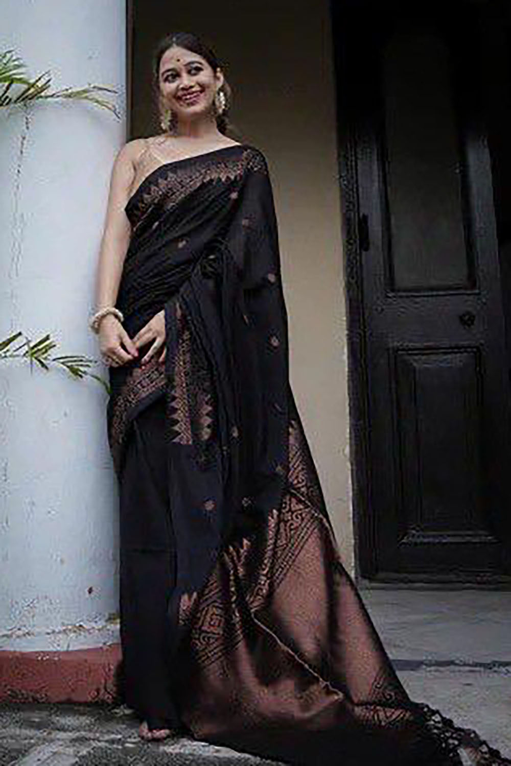 Black Alluring Soft Banarasi Silk Saree