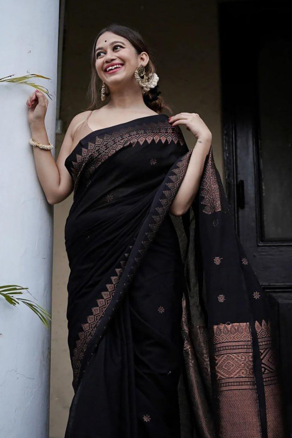 Black Alluring Soft Banarasi Silk Saree