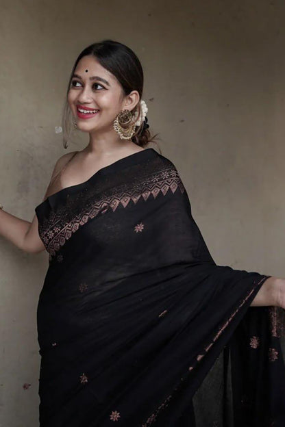 Black Alluring Soft Banarasi Silk Saree