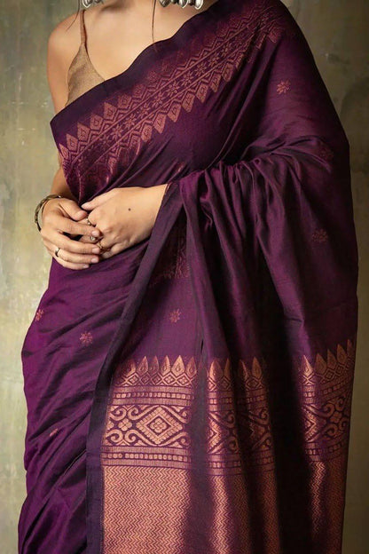 Purple Beautiful Soft Banarasi Silk Saree