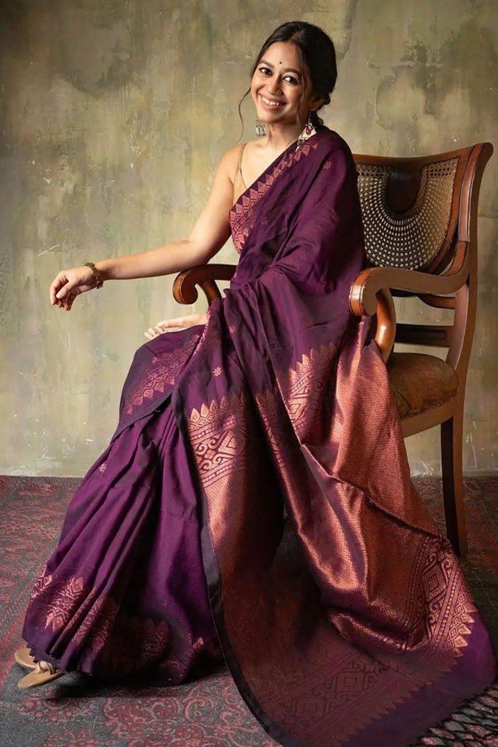 Purple Beautiful Soft Banarasi Silk Saree