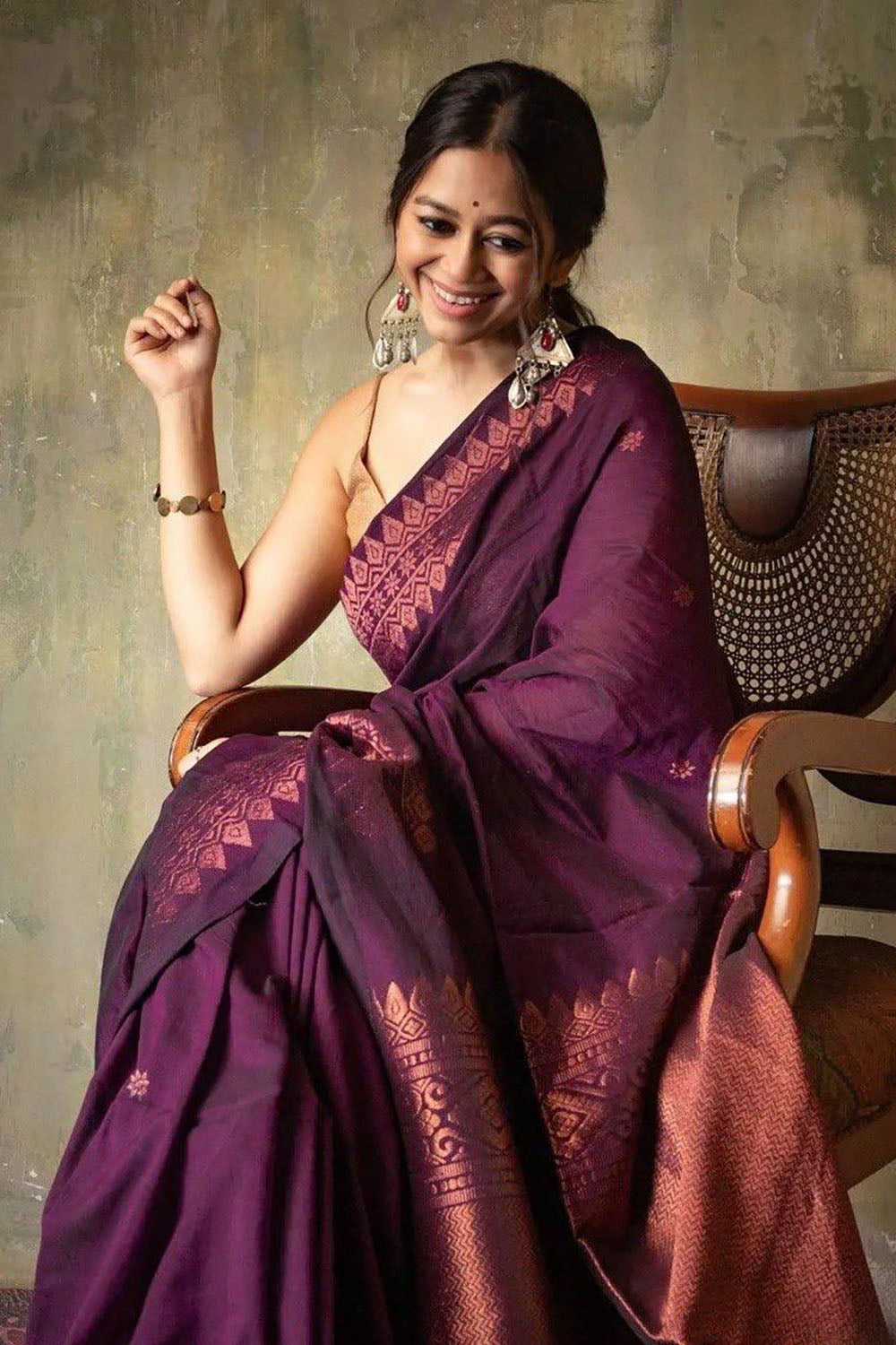 Purple Beautiful Soft Banarasi Silk Saree