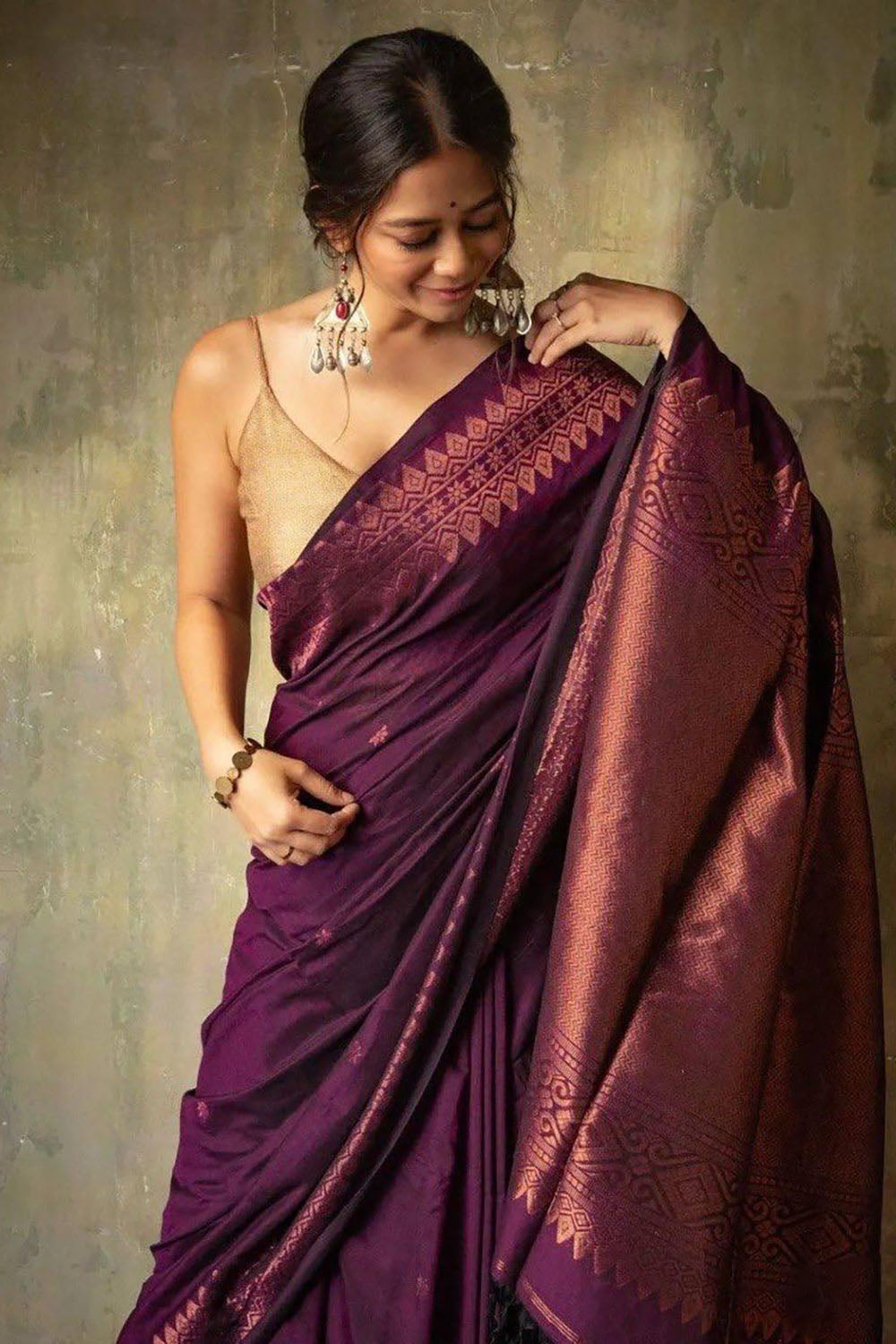 Purple Beautiful Soft Banarasi Silk Saree