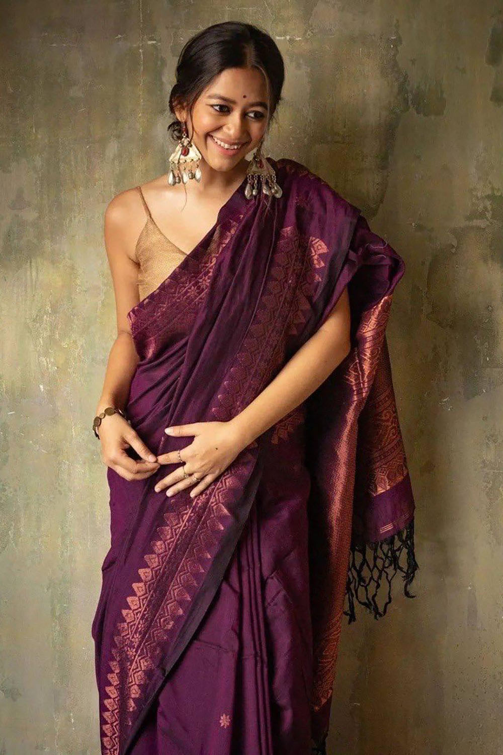 Purple Beautiful Soft Banarasi Silk Saree