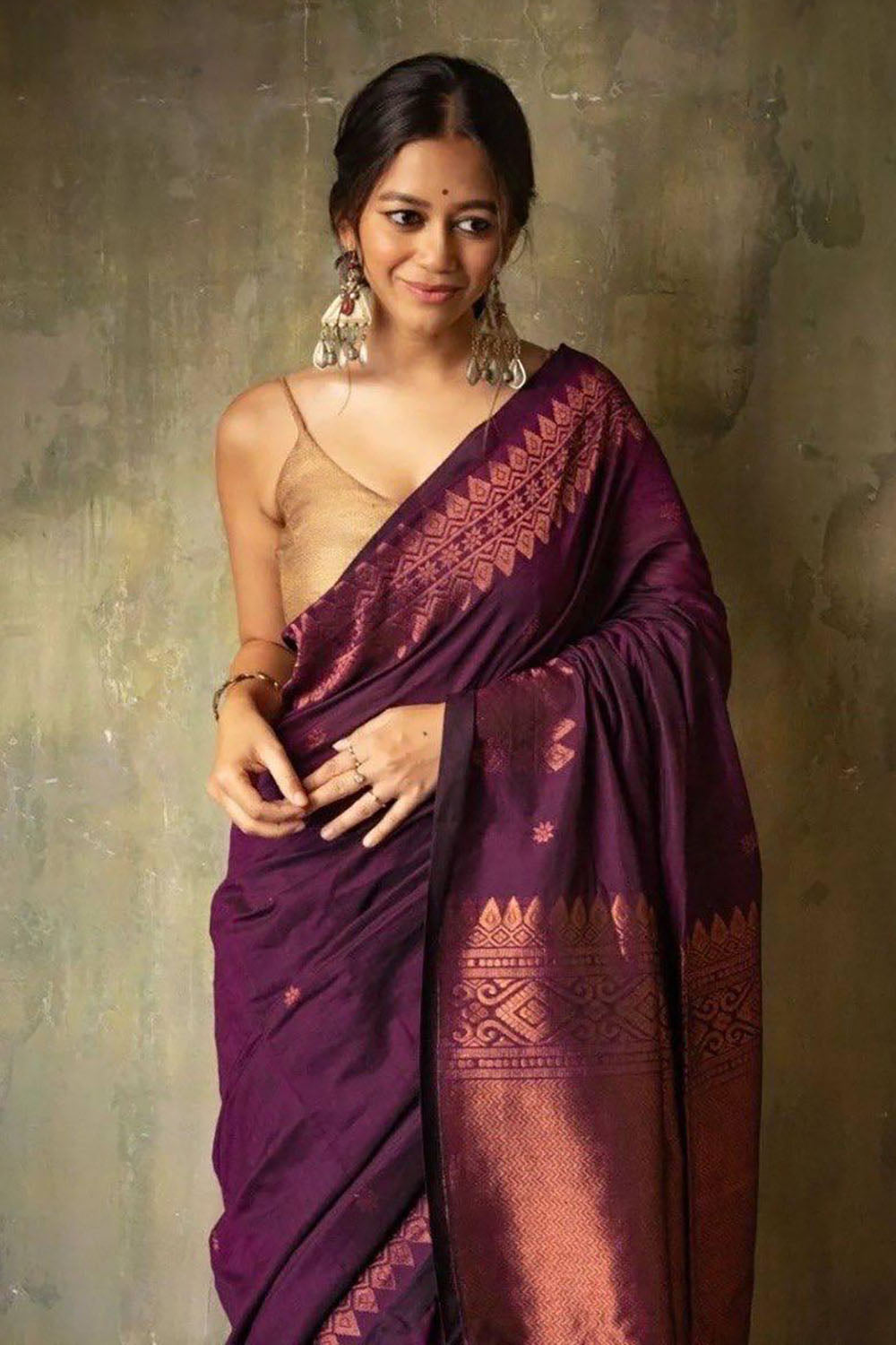 Purple Beautiful Soft Banarasi Silk Saree