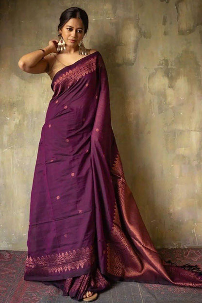 Purple Beautiful Soft Banarasi Silk Saree