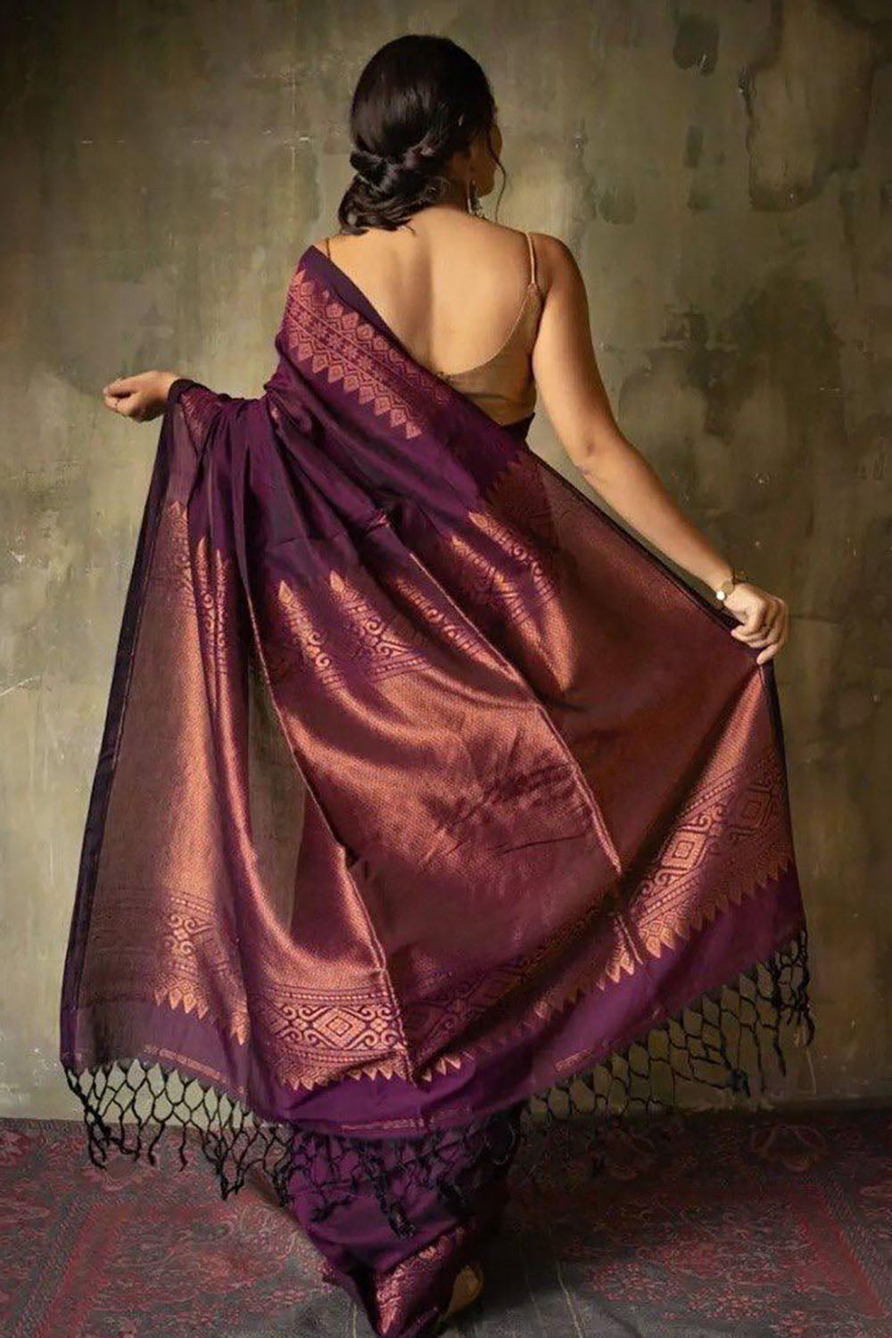 Purple Beautiful Soft Banarasi Silk Saree